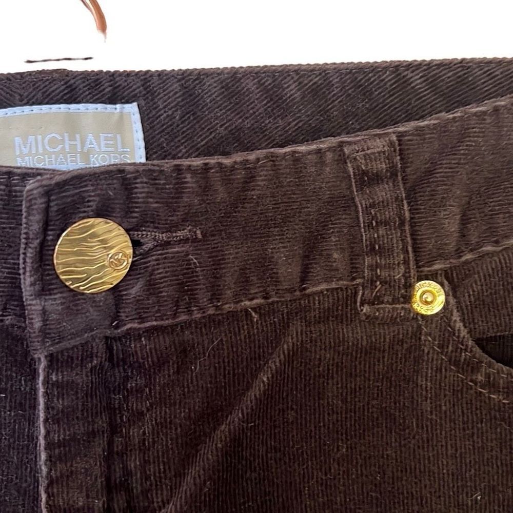 Michael Kors Corduroy Straight Leg Mid-Rise Pants Brown Size 4P - Picture 2 of 7